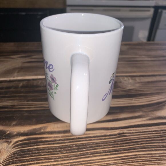 ROYAL NORFOLK "HOME IS WHERE MOM IS" PURPLE/WHITE DOUBLE SIDED COFFEE MUG 12 OZ - Picture 2 of 5